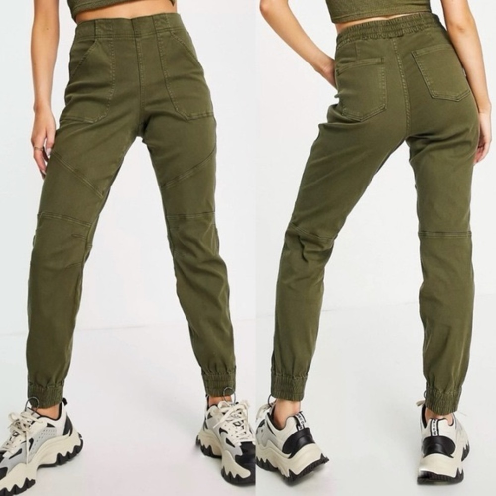 Spanx Stretch Twill Cargo Jogger Pants - Washed Green - Size S
